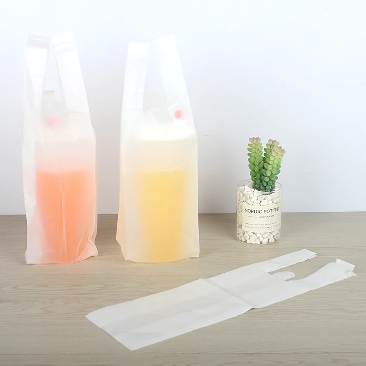 LOKYO thickened portable beverage customized coffee packaging drinks takeaway plastic bag for milk tea