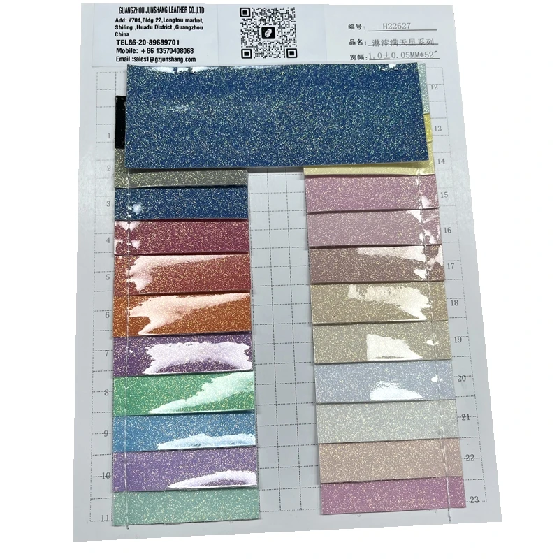 Jelly sparkle glitter leather with cotton backing  for making Bags/Diy Decorations/Craft/Hair Clips  in TPU leather