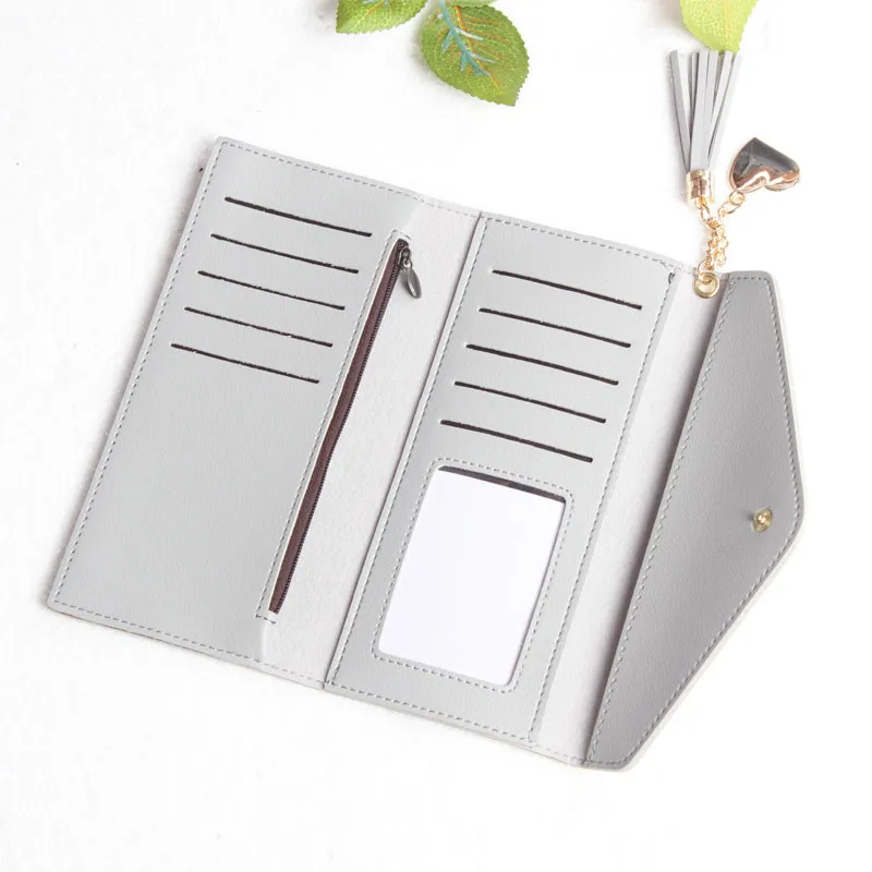 Leather Women Long Zipper Coin Purses Tassel Design Clutch Wallet Female Money Credit Card Holder R0785