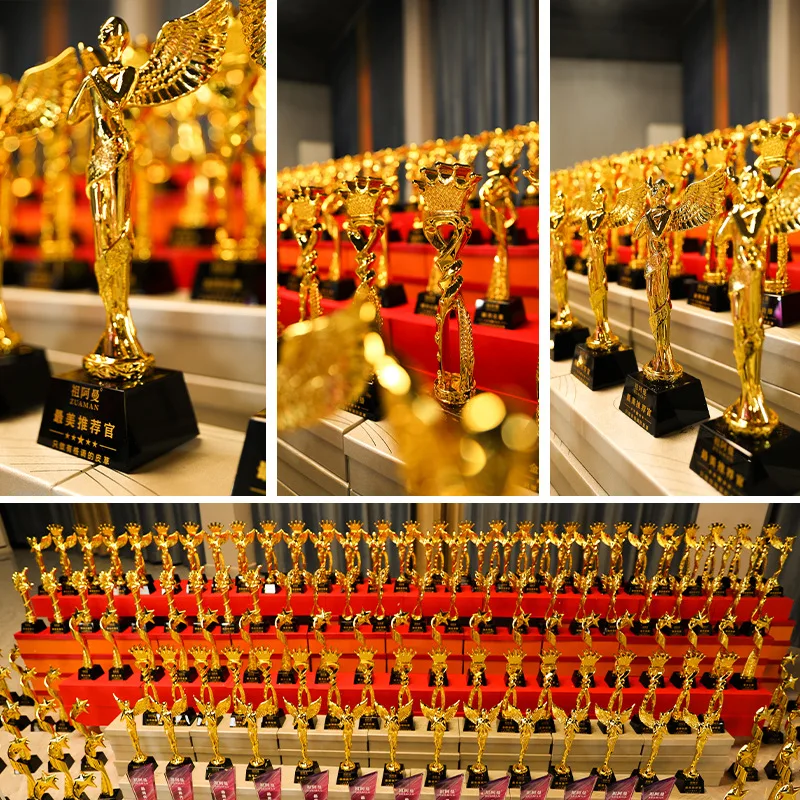 Wholesale Office Decoration Gold Five-pointed Star Crystal Resin Martial Arts Action Trophy Pentagram Resin Trophy for Champion