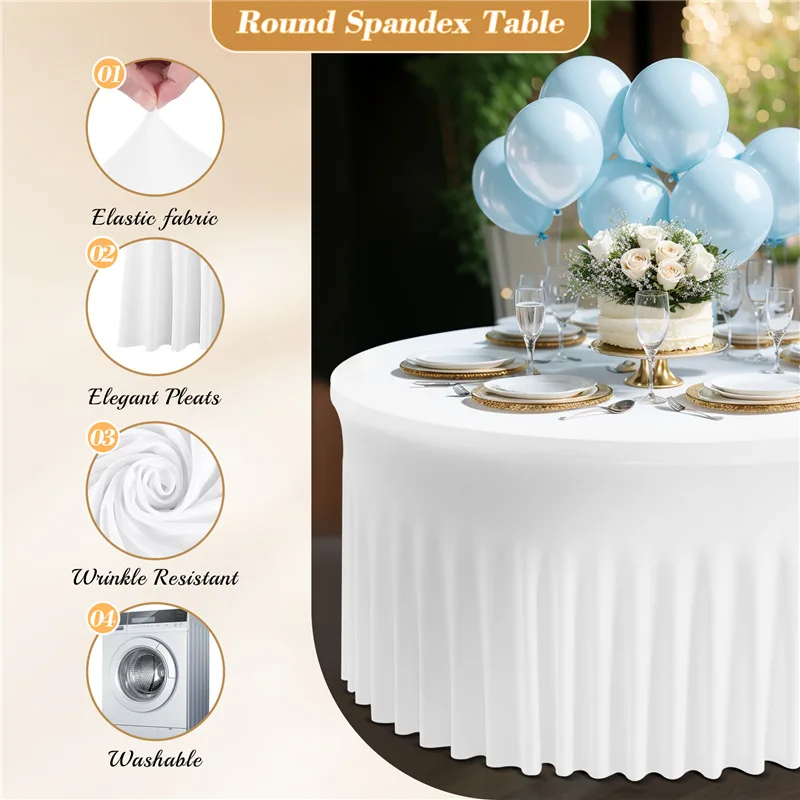 White stretch round table skirt hotel banquet birthday sun skirt conference tablecloth