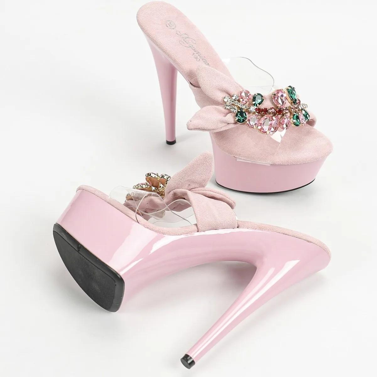Ultra High 15 cm Black Lock Platform Pumps New round Sexy Transvestite High Heels for Club Pole Dance Stripper Thin Heels Shoes