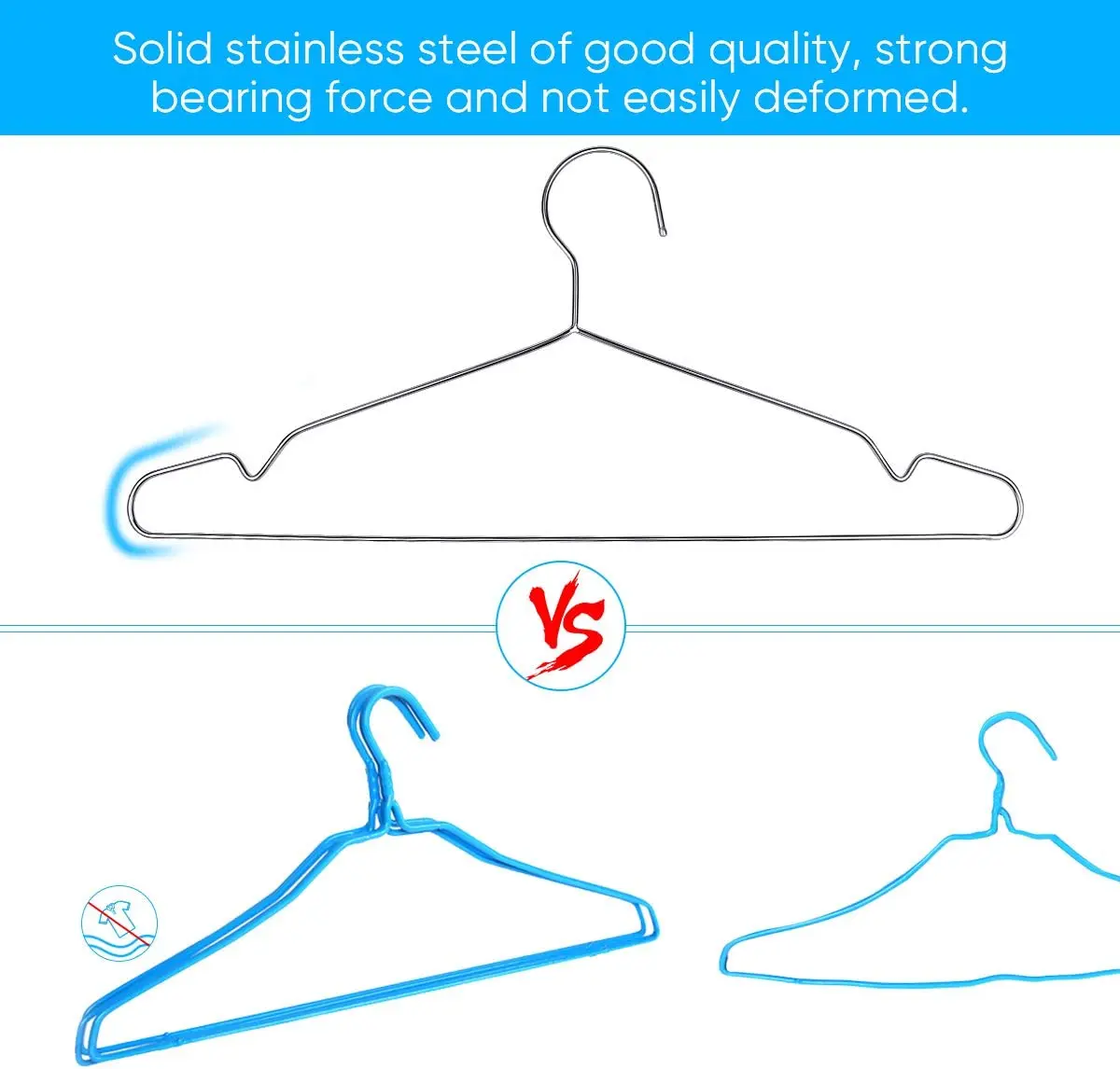 Stainless Steel Metal Wire Hangers 50 Pack Coat Hangers Strong Heavy Duty Ultra Thin Space Saving clothes Hangers