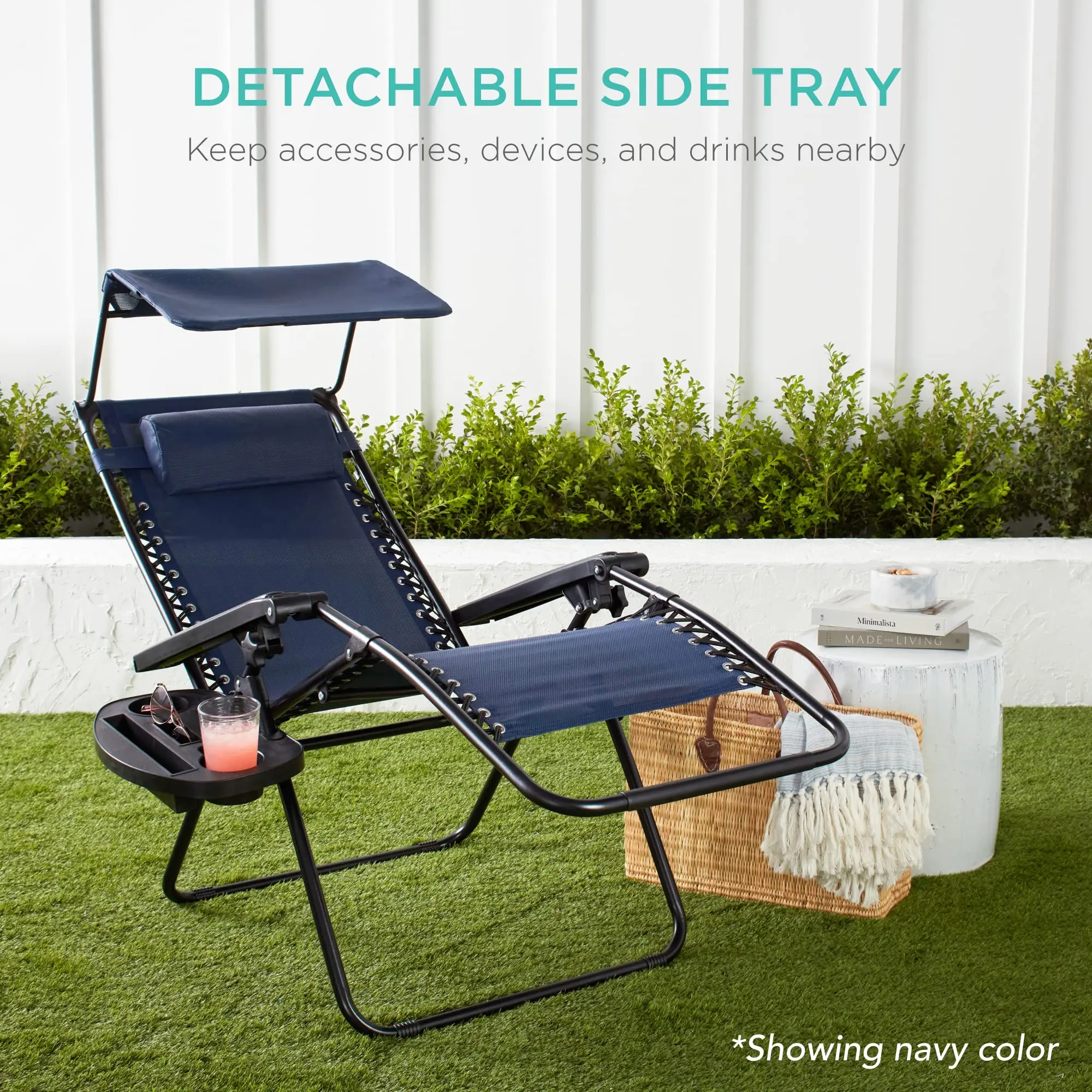 Outdoor Beach Chair With Foldable Sun Visor, Folding Reclining Beach Chair with Umbrella, Outdoor Leisure Chair