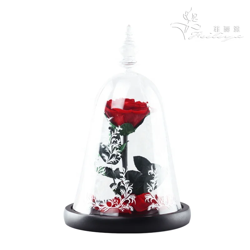 EVERY LOVE Hot Sale Eternal  Preserved Rose in Glass Dome Beauty and the Beast Christmas Gifts for Women