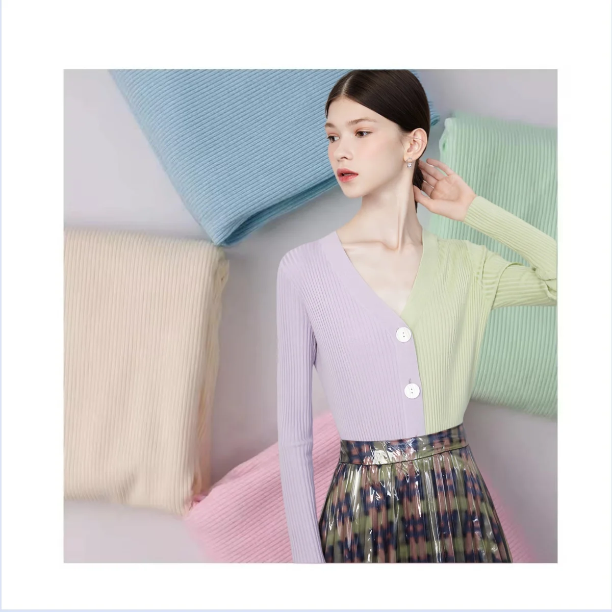 Brand 2x2 rib knit fabric organic thailand 47% rayon 48% cotton 5% spandex fabric fabrics wholesale kids clothing