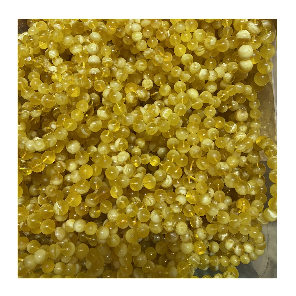 Natural amber Baltic Russia high quality gold white amber cheap amber Muslim prayer beads Amber Beads Bracelet rosary