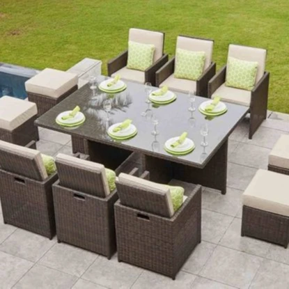 Современный ротанговый обеденный набор патио открытый ротанговая плетеная мебель Наборы садовый стол и