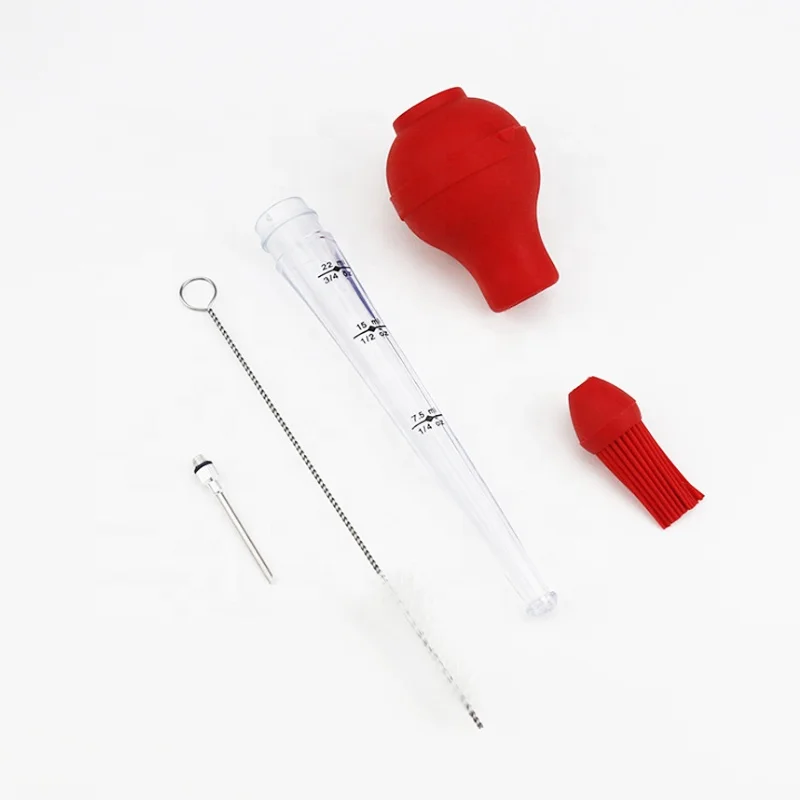  Silicone Heat-resistant Angled Marinade Injector Turkey Baster With Cleaning