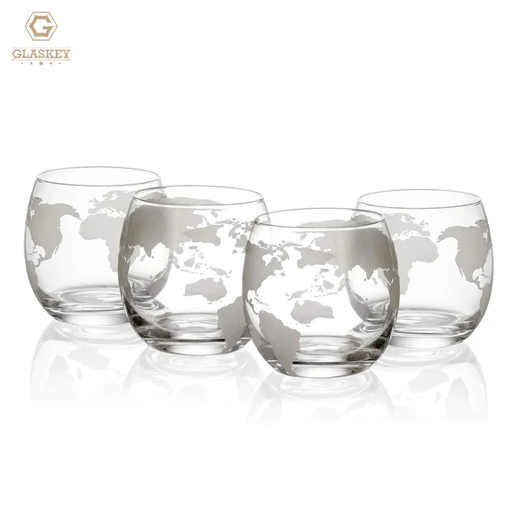 Globe Whiskey Decanter Gift Set - Etched World Map Whiskey Decanter With 4 Glasses Whiskey Creative Gift Set