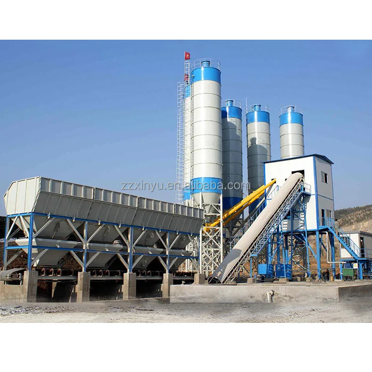 Stationary hzs60 automatic concrete batching plant with layout drawing