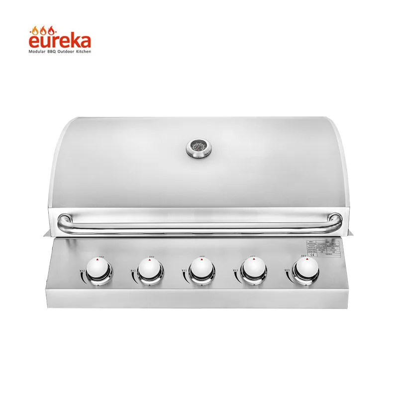 Outdoor BBQ Kitchen Portable 5 Burner Built in Counter Top Stainless Steel Gas Barbecue Grill Portable BBQ Grills