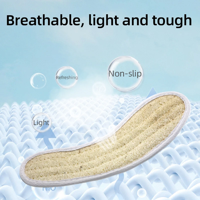 Eco-friendly natural breathable loofah insole shoe pad sweat-absorbent loofah shoe pad Deodorized insoles