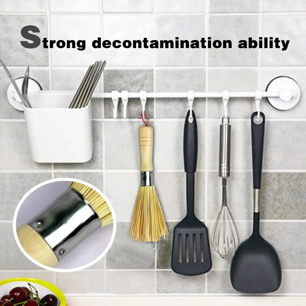 25cm Natural Bamboo Kitchen Cleaning Brush for Pot Bowl Broom Cleaning Durable Household Cleaning Brushes