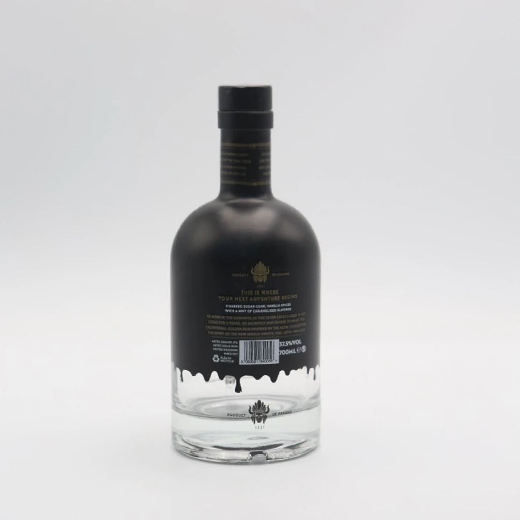 Classic design 750ml powder coating spirits alcohol glass bottle 700ml round Black Vodka glass bottle with cap