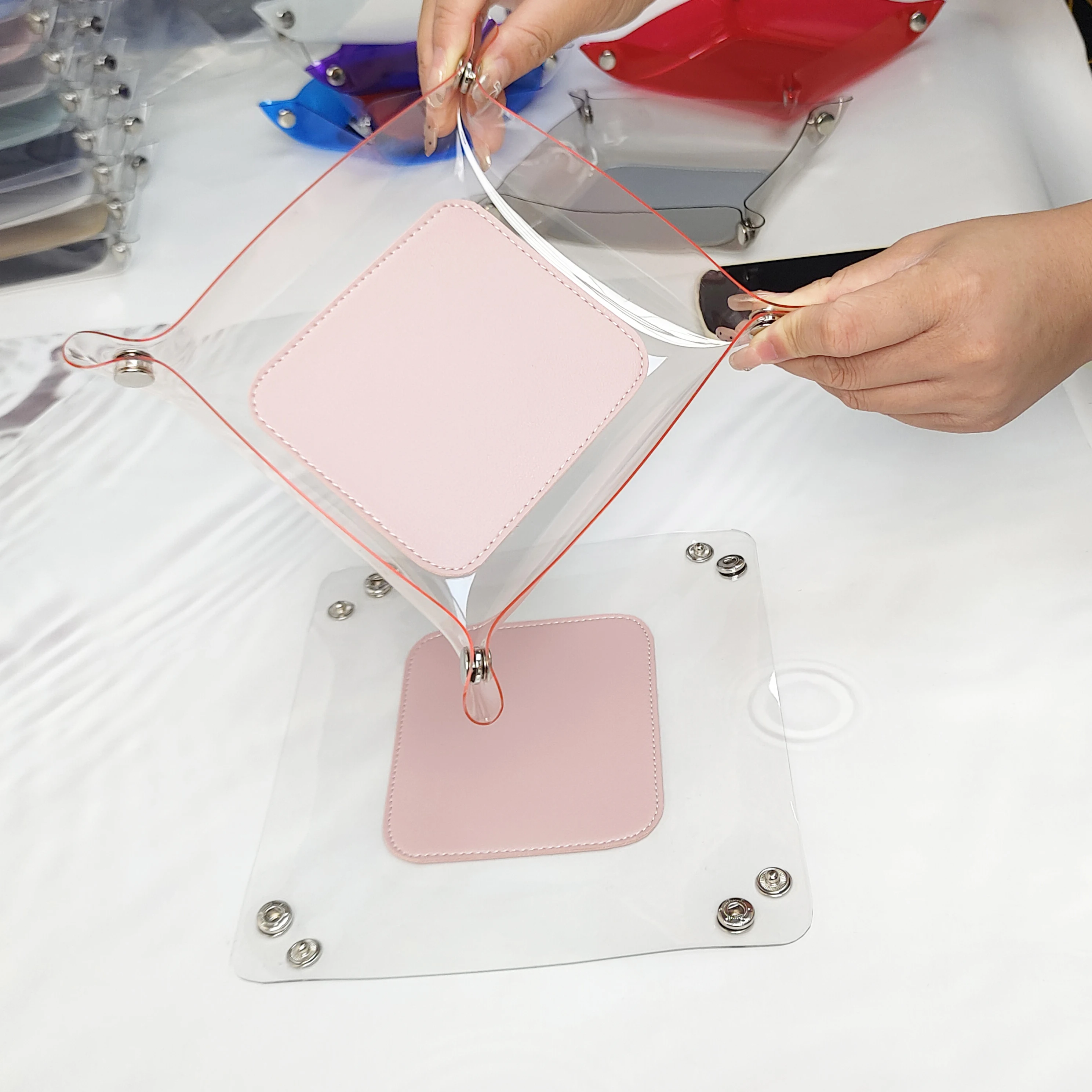 Office/Home PVC/Leather Dice Tray Valet Storage Trays Jewelry Key Desk Sundries Organizer Catchall Cosmetics Holder Pen Case