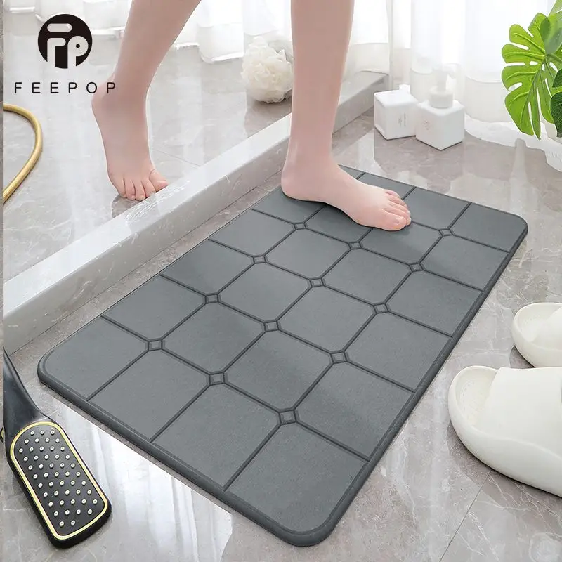 Ultra Fast Drying Earthstone Bath Mat Anti Slip Floor Mat for Bathroom