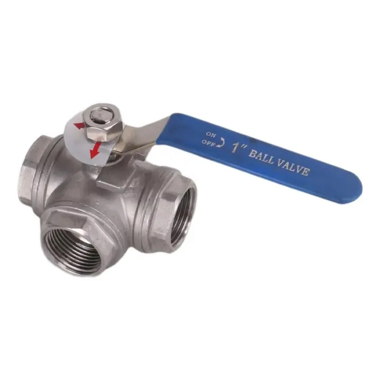 Flange or threaded stainless steel three-way ball valve with switch water diverter valve