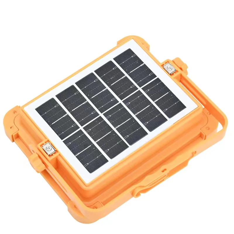 100W LED Portable Solar Work Light, Rechargeable Yellow Flood Light with 4 Lighting Modes