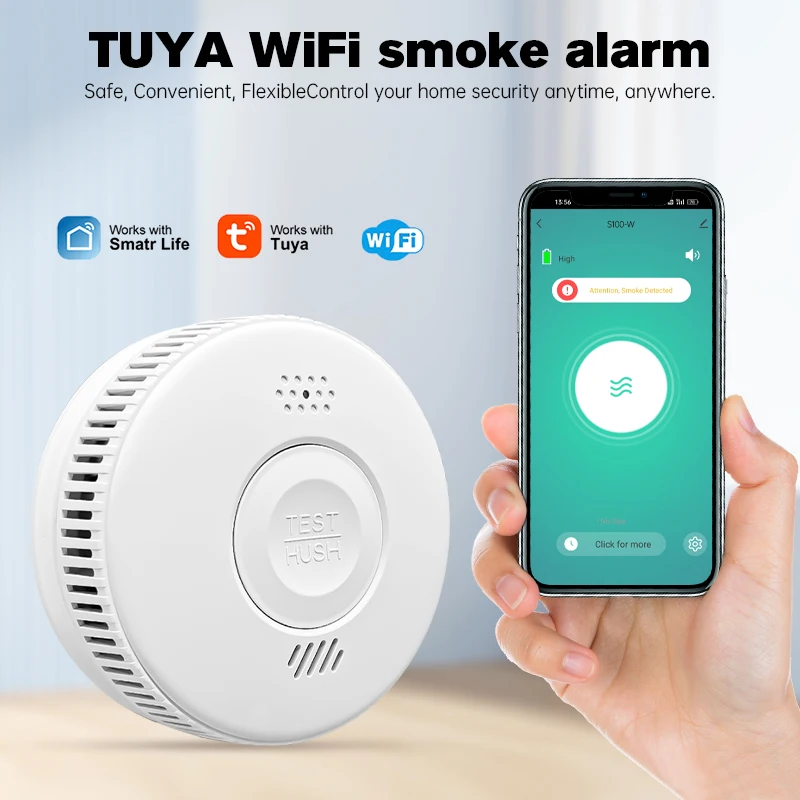 2023 New Style Loud Siren Wireless Smart Fire Smoke Leak Sensor EN14604 Tuya Wifi Smoke Detector Alarm