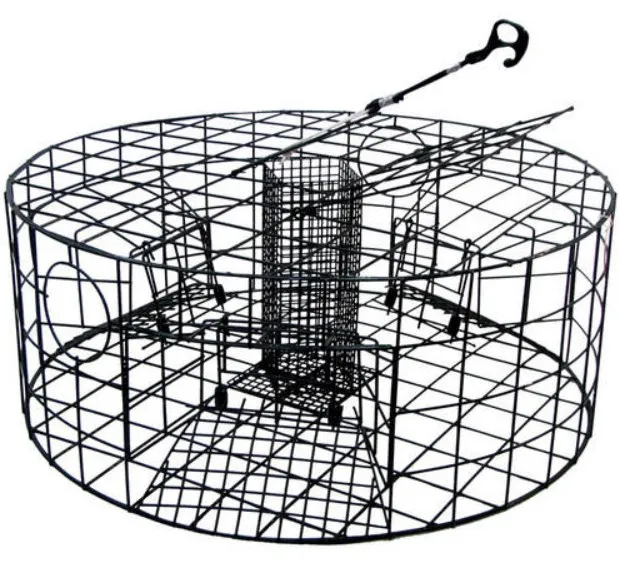 wire mesh crab pot with escape hole