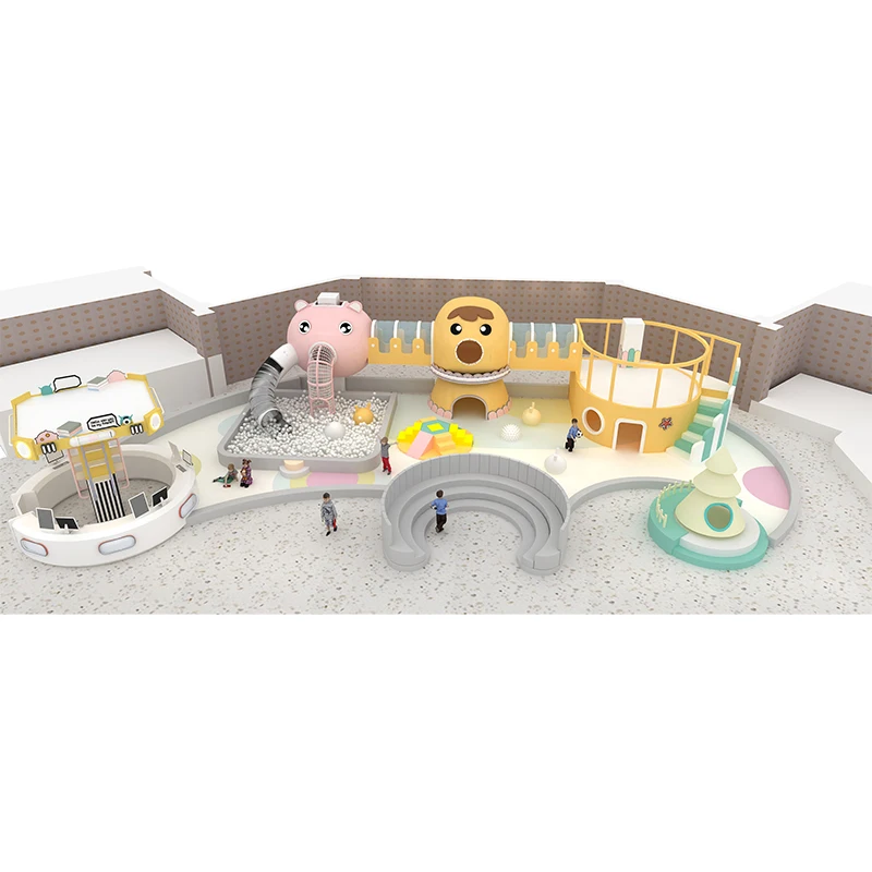 Dreamy Pastel Paradise Large Indoor Playground by Leading Manufacturer Featuring Slides and Ball Pit
