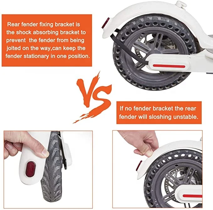 Electric Scooter Replacement Parts Include Rear Fender and Rear Fender Bracket and Rear Brake Lights with 3 Pieces of Rubber