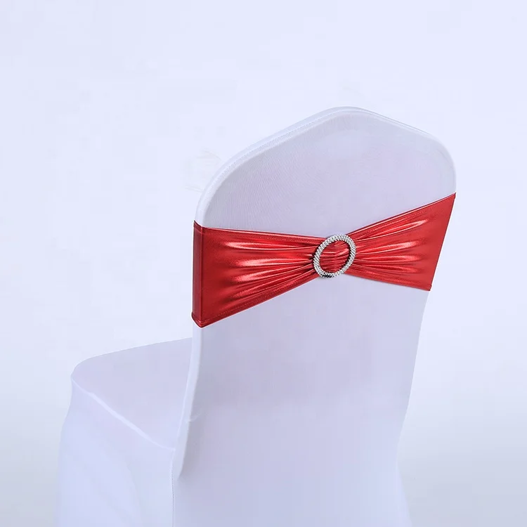 
hot sale shiny elastic silver rose gold metallc gold spandex chair sash for wedding party banquet 