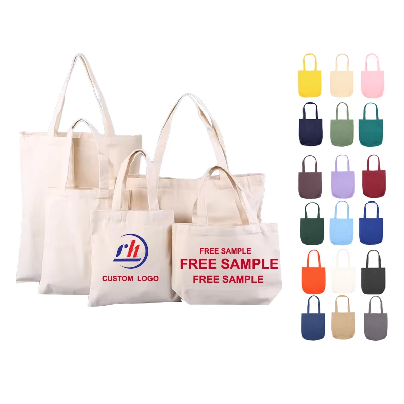 Wholesale promotional custom logo printing organic grocerie shopping bulk 100% cloth canvas tote cotton bag