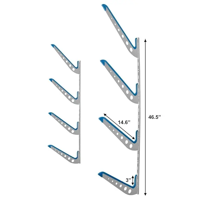4 Board Surfboard Rack Adjustable Wall Mount for Surfboard, Wakeboard, Snowboard Storage in Your Home or Garage