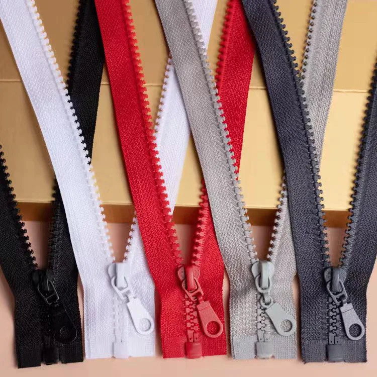 Plastic jacket zipper No 5 Open End Resin zipper Customized Size and Puller by the manufacturer