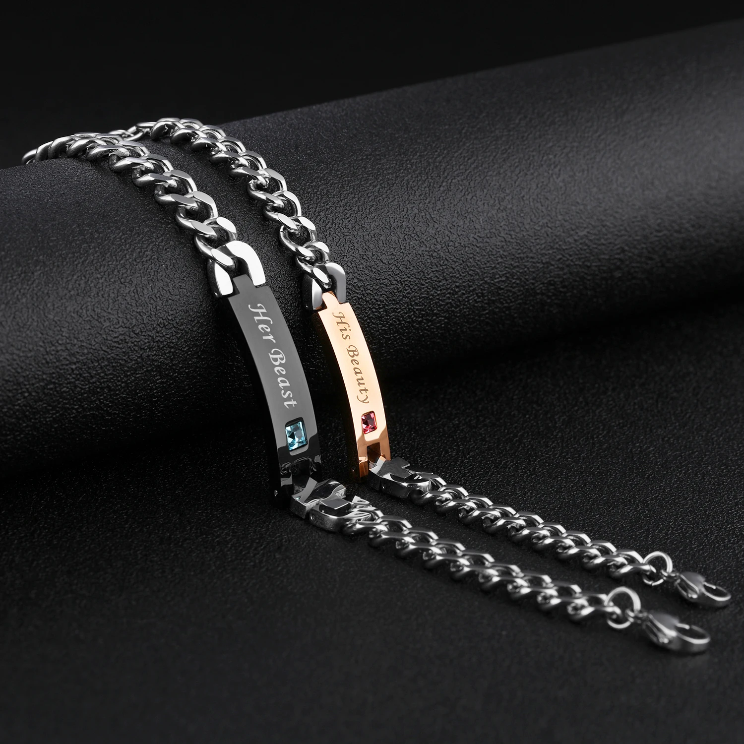 Luxury Romantic Lover Gift Couple Bracelets Stainless Steel Bracelets Classic Single Diamond Bracelet for Couples