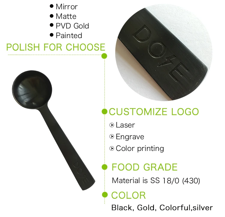 
Eco-Friendly customized logo matte black measuring spoons 