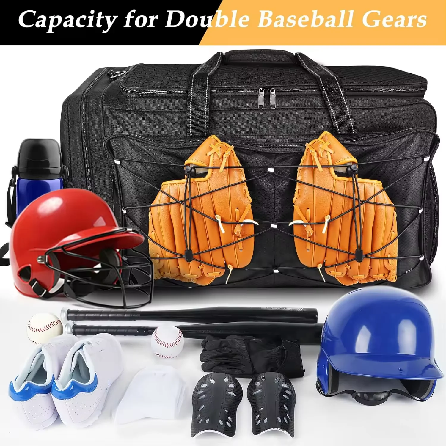 Folding Waterproof Adult Softball Helmet Storage Equipment Duffel Bags Large Capacity Catchers Gear Baseball Bat Bag