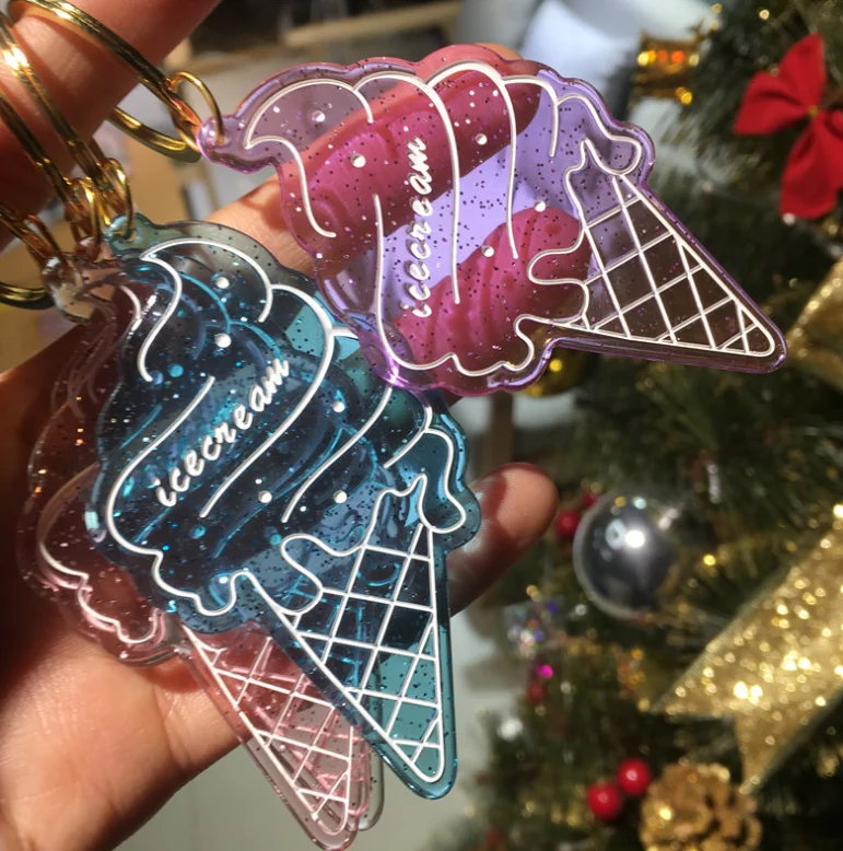 Japanese Korea sweet cake ice cream motel keychain,hot sale custom made diy blank anime charms keychain