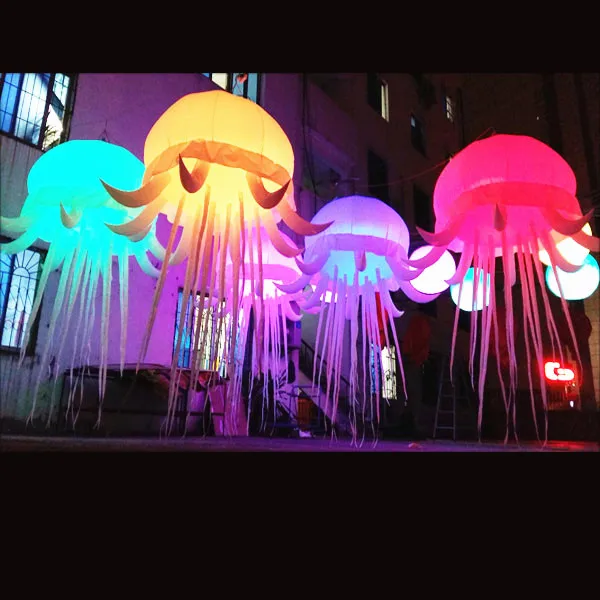 
inflatable 6m long LED lighted artificial jellyfish lighting advertising decoration for party 