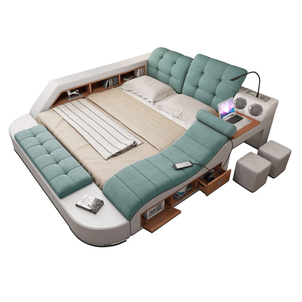 New Fashion Simple Manufacturer Supply Multifunctional Bed Massage Chair Bluetooth Speaker Double Bed