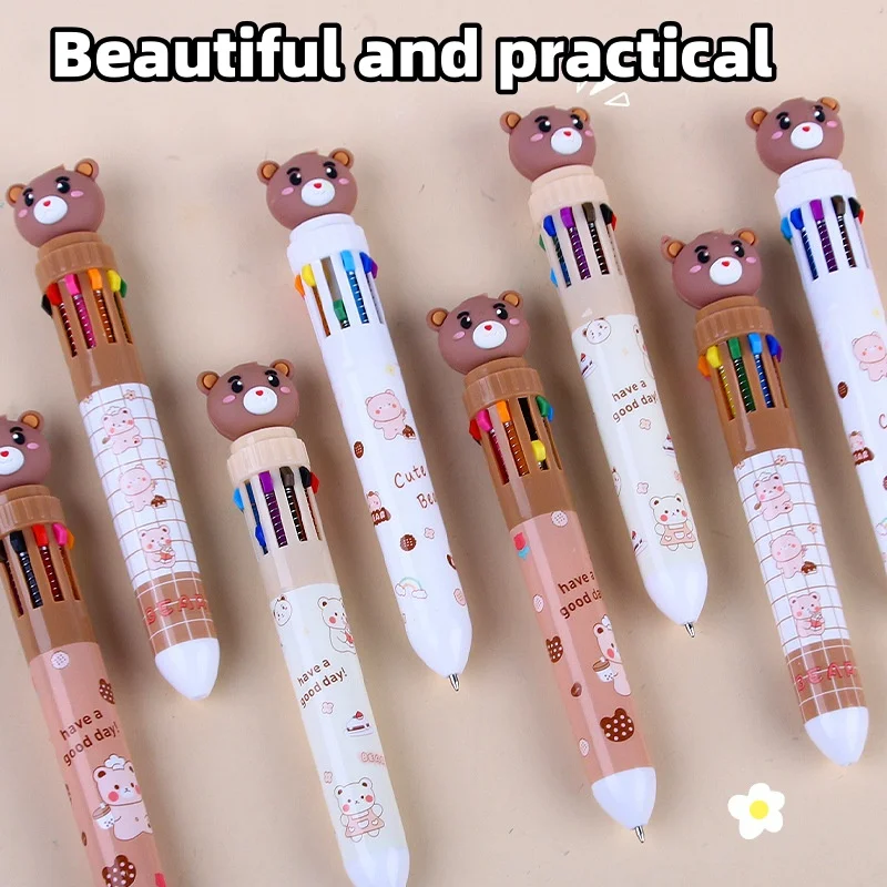 Creative Little Bear 10 Color Ballpoint Pen Retractable 10-In-1 Multicolor Ballpoint Pen For Office School Supplies