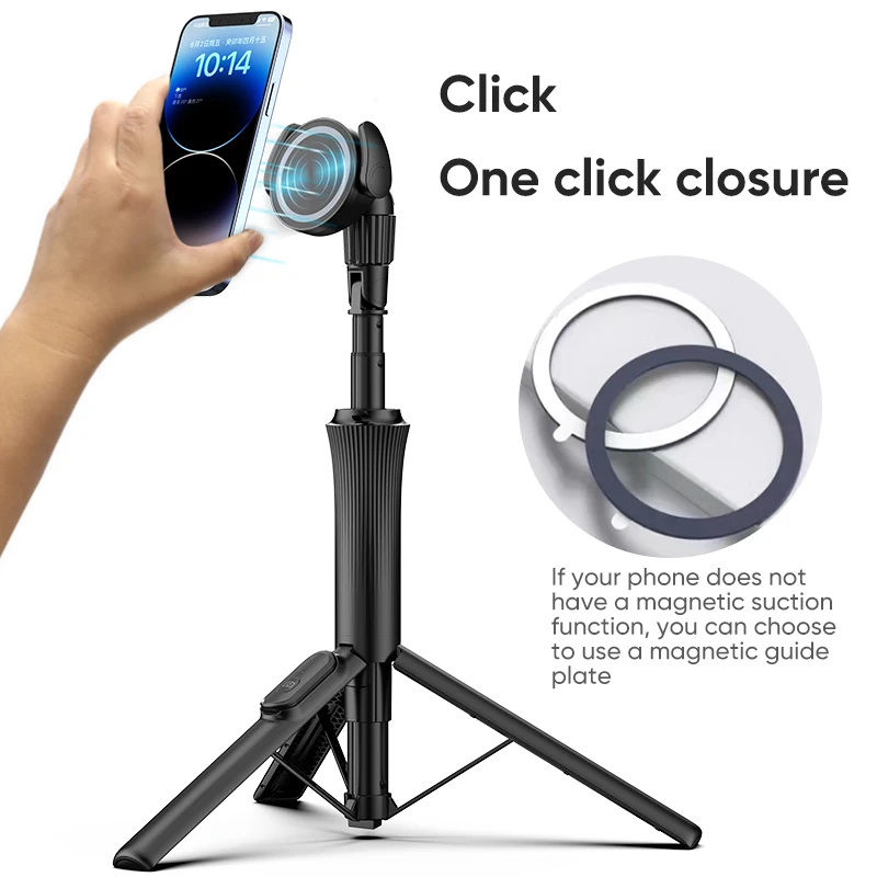 360 Degree Rotation Phone Holder Case Magnetic Selfie Stick Tripod Stand Camera Mount for iPhone PH18