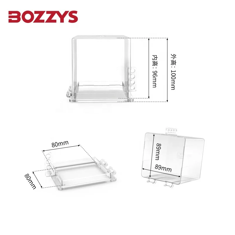 Oversized Square transparent Transparent Plastic e-stop push button lockout Electric button lockout protection cover