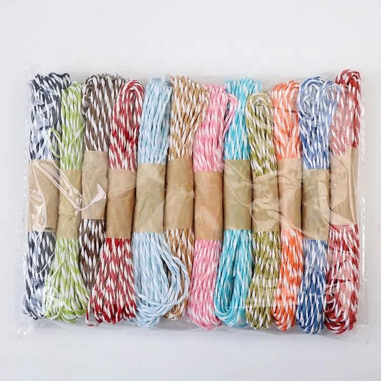 
120 Meters Craft Raffia Cord Stripes Paper String Rope For DIY Gift Wrapping 