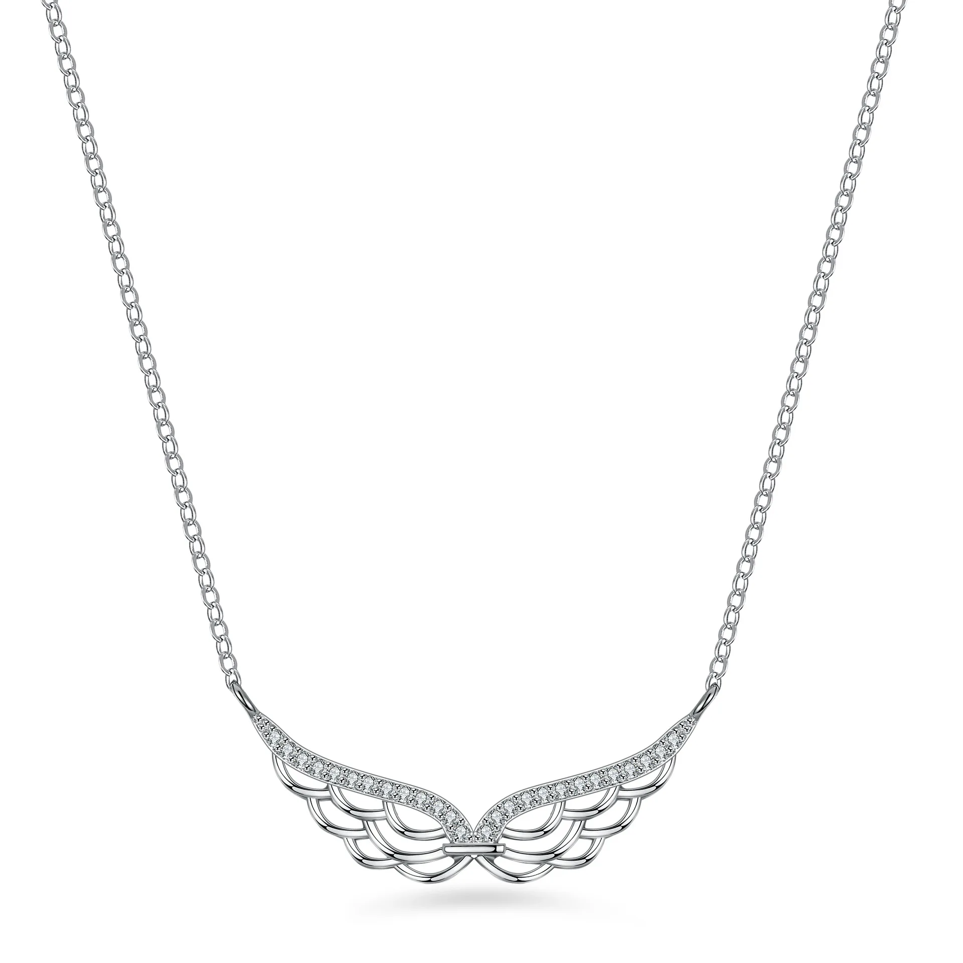 Fashion Jewelry 1 Carat VVS1 Moissanite S925 Sterling Silver White Gold Chain Round Stone Pendant Charm Wedding Wing Necklace