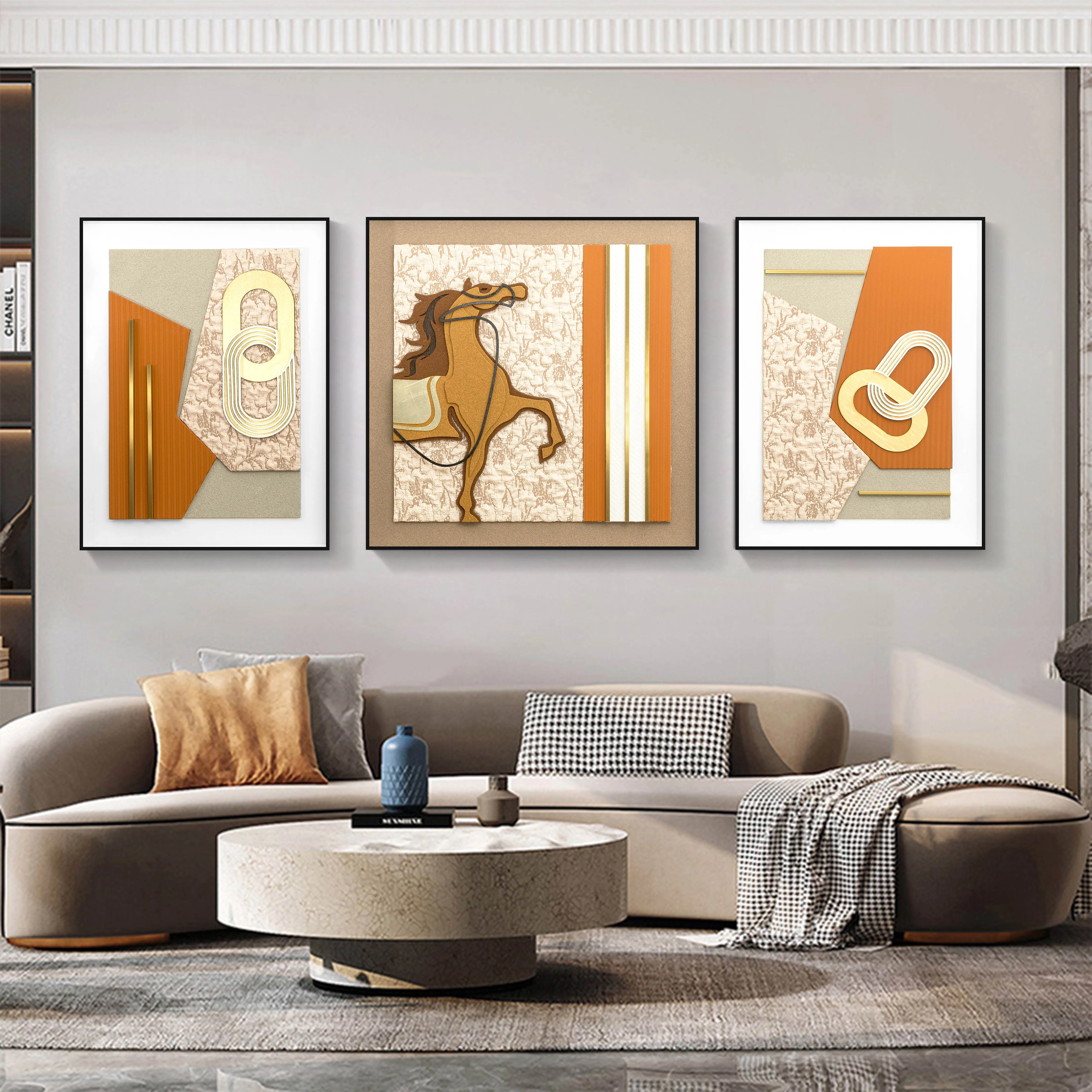 3d three-dimensional  horse wall art Abstract simple modern painting wall decor sofa background hanging paintings