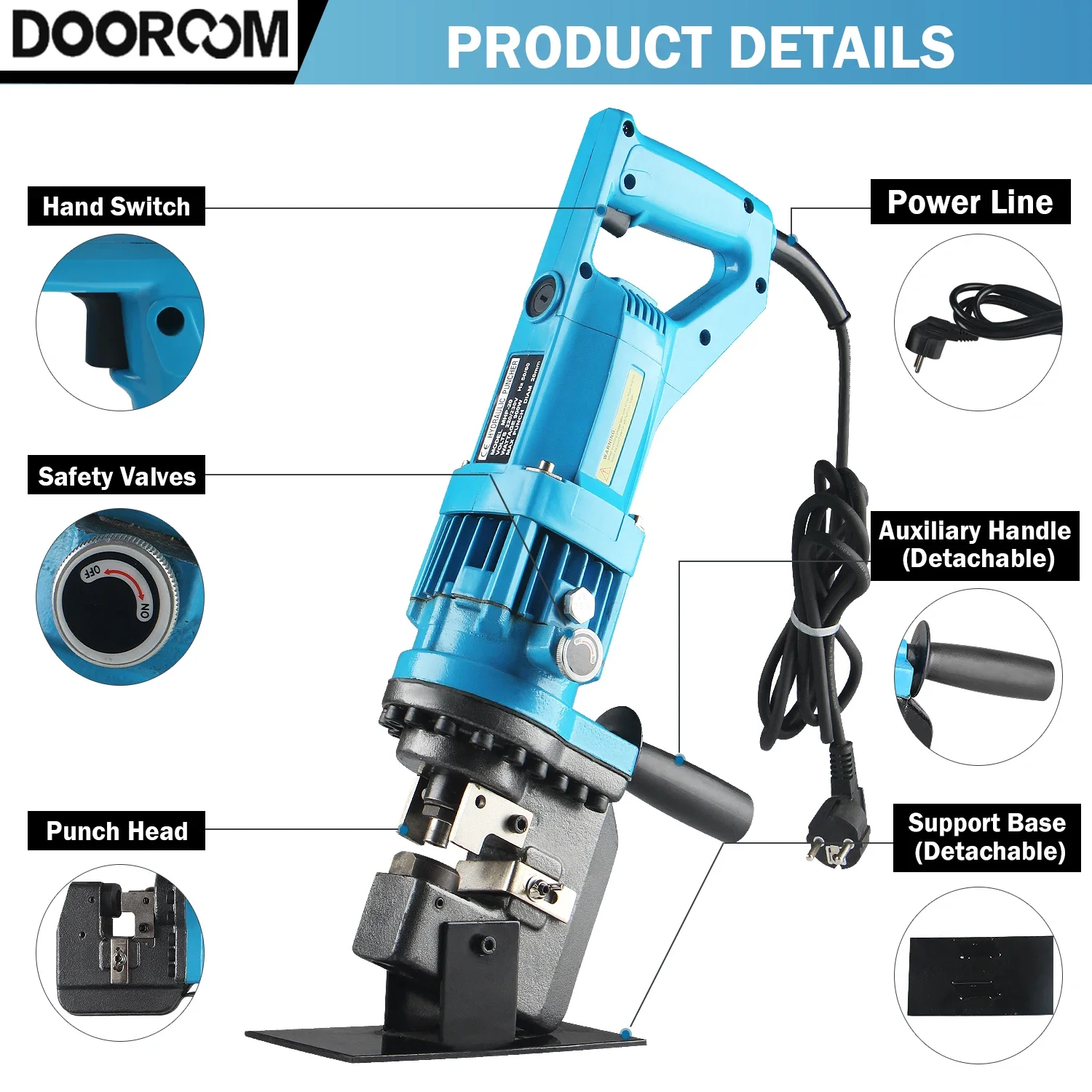 Electric Punching Tools Portable Channel Stainless Steel Machine Electric Angle Iron Back Punching Machine