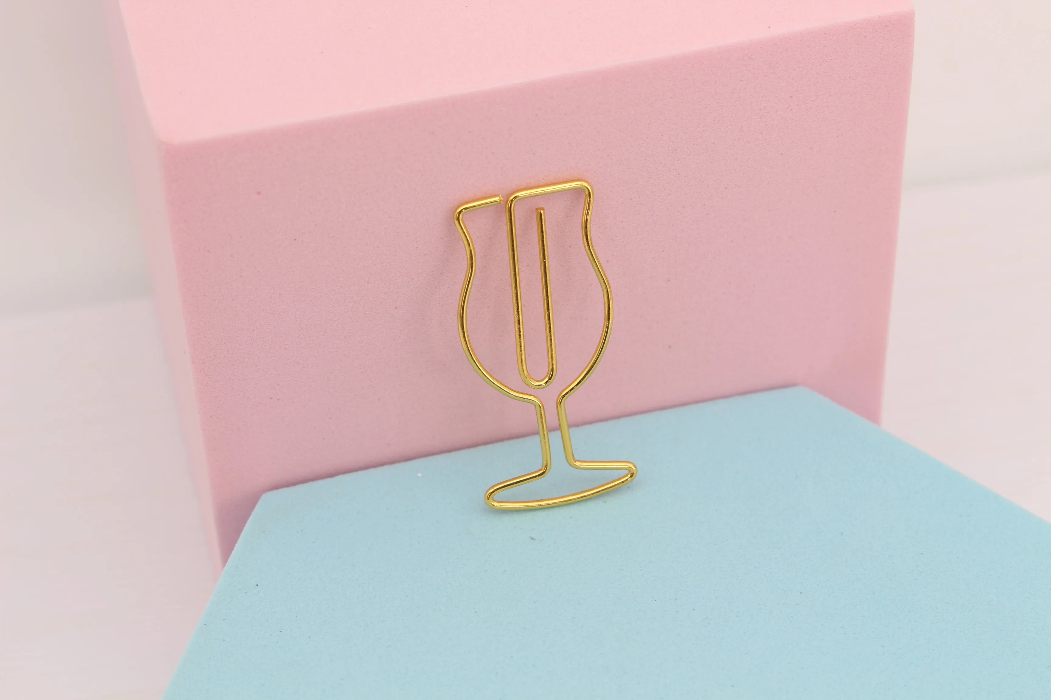 Iron Wire Plated Rose Gold Metal Clips Cup Diamond Airplane Heart Cactus paper clips