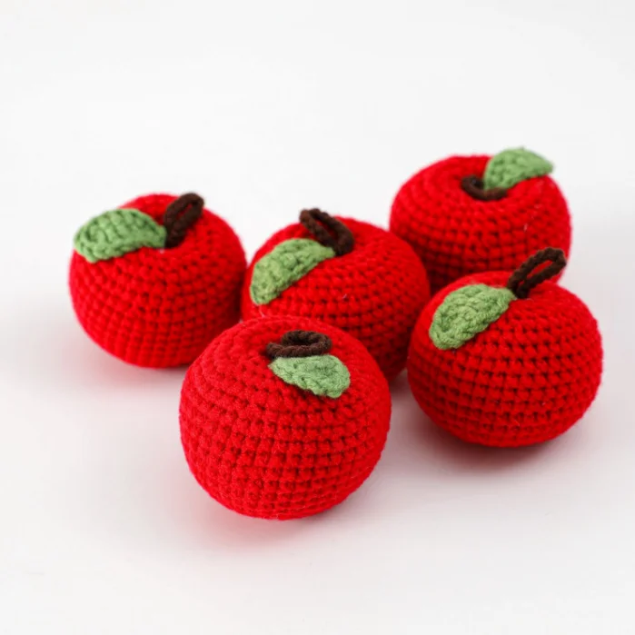 Wholesale woolen artificial fruit apple crafts ornament handwoven knitting apple Christmas decoration