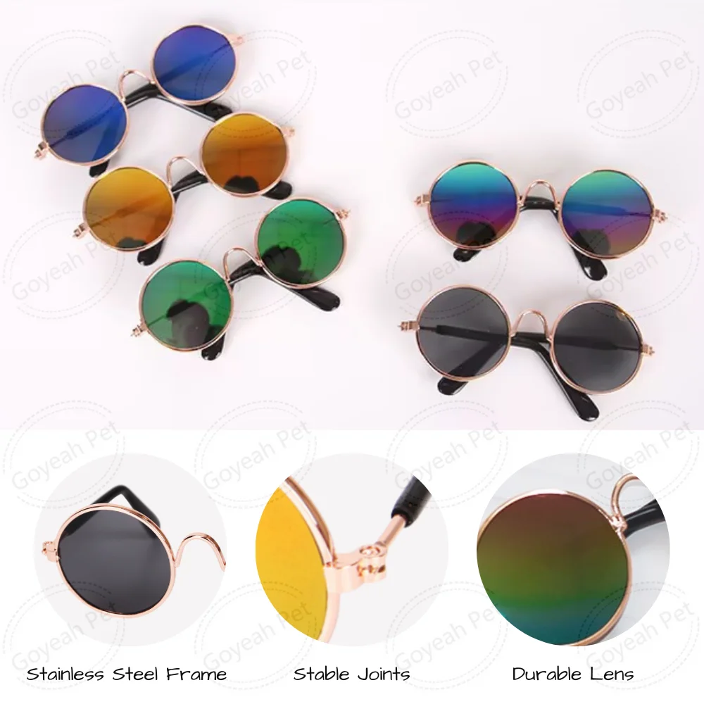 Hot Sale Retro Cat Dog Sunglasses Colorful Pet Cosplay Glasses for Puppy Kitten
