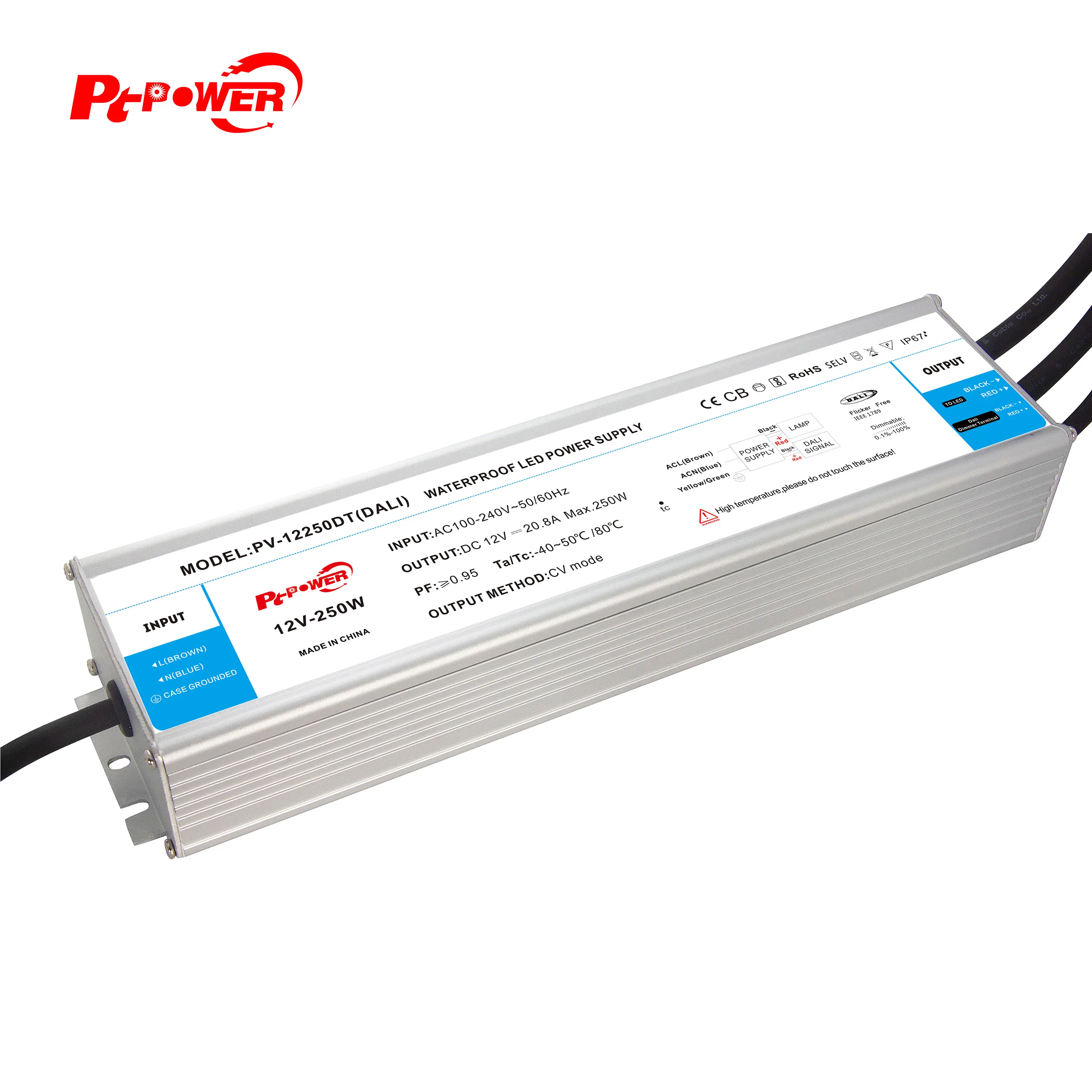 Pt POWER DALI 250 Вт 12 В 24 Светодиодный источник питания с регулируемой яркостью светодиодный драйвер Водонепроницаемый IP67 контроллер постоянного напряжения