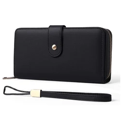 Роскошный персонализированный женский длинный кошелек ручной работы из натуральной кожи, тонкий кошелек, вместительный кошелек для карт, кошелек на молнии