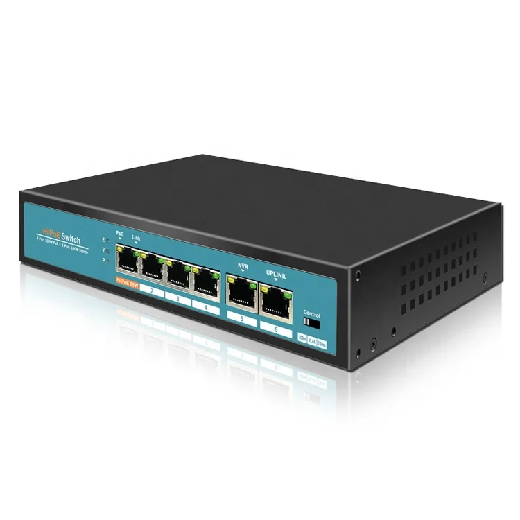 
4+2 National Standard Hi 4port poe switch 100m ethernet switch poe for network monitoring camera 